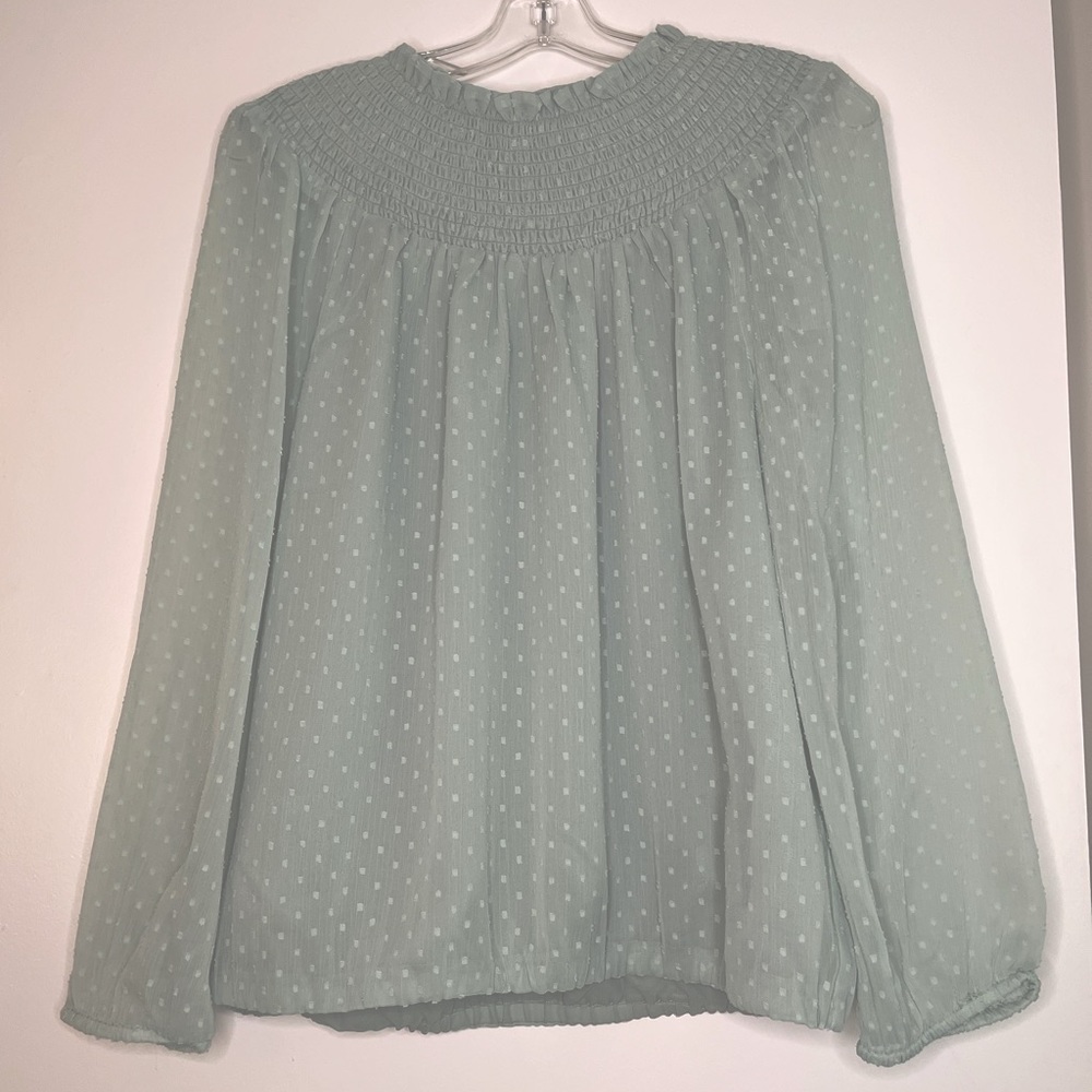 NWOT Loft Swiss Dot Top, Aqua / Seafoam Green, Sz: LP